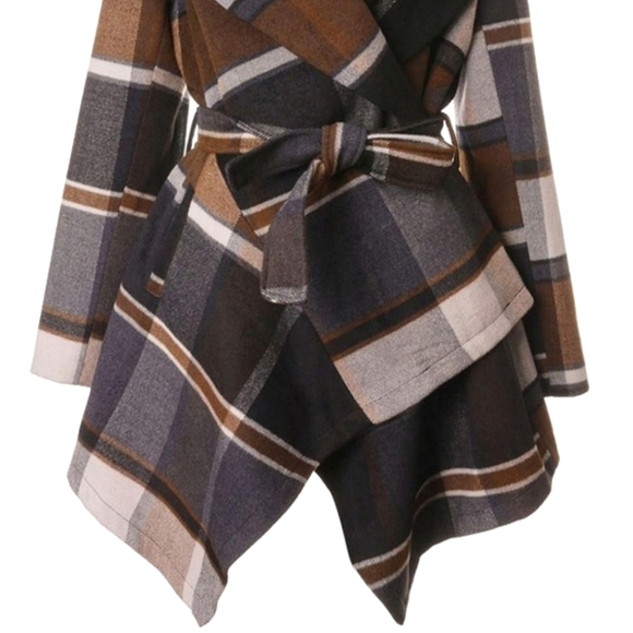 CHIC WISH PRAIRIE CHECK RABATO COAT Sz 3XL Plaid - Picture 4 of 10